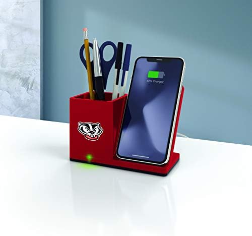 NCAA Unisex Fast Wireless Charging Stand & Desk Organizer – Stylish Multi-Device Charger for Sports Enthusiasts, Efficient Workspace Solution with Built-in Accessory Compartments