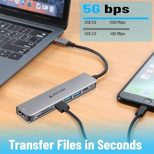 Maximize Your Device’s Potential with the 7-in-1 USB C to HDMI Dongle | Ultimate Multi-Port Hub for Type C Devices Featuring Stunning 4 K HDMI Output, Fast USB 3.0 Data Transfer, SD/TF Card Reader, and 100 W Power Delivery for Unmatched Connectivity and Charging Efficiency