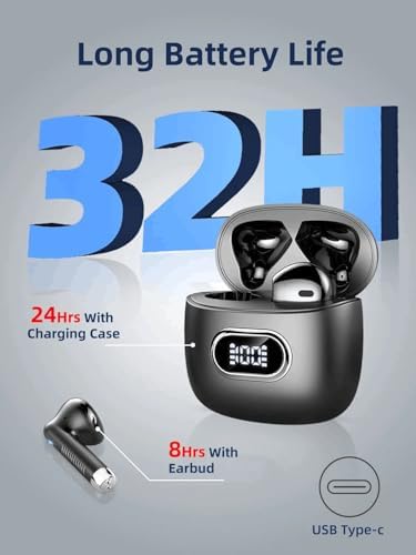 Elevate Your Sound Experience with Premium Bluetooth 5.3 Wireless Earbuds – IPX4 Waterproof, 42-Hour Extended Battery Life, and Superior Noise-Cancellation for Uninterrupted Clarity – Seamlessly Compatible with i Phone, Android, and Laptops for Ultimate Versatility and Comfort