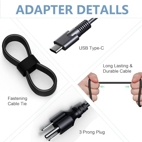Efficient 65 W USB-C Power Adapter for HP Elite Book & Chromebook – Ultra-Fast Charging, Lightweight, and Safety-Enhanced for Seamless Mobility and Dependable Performance