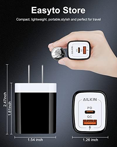 20 W Dual-Port USB-C Wall Charger – Fast Charging Power Adapter for i Phone, Samsung Galaxy, Google Pixel, and More – Compact & Reliable Power Delivery for Simultaneous Device Charging – Essential Tech Accessory for Home & Travel