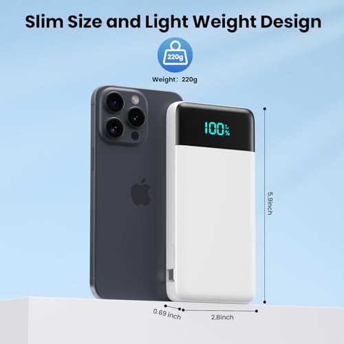 Upgrade Your Charging Experience: 13800 m Ah Portable Power Bank with Built-in Cables and Wall Plug – Fast Charging USB-C Battery Pack for i Phone 16/15/14, Samsung & Android Devices – Ultimate Travel Companion with 4 Outputs for Simultaneous Device Charging
