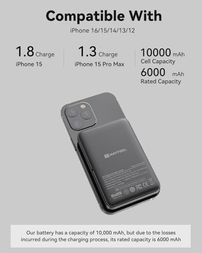 Mayfeel Magnetic Power Bank: Qi2 Certified 15 W Wireless Charger with 30 W Wired Fast Charging, 10,000 m Ah Capacity, and U-Shaped Stand – Perfect for i Phone 16/15/13/12 Series and Qi Devices – Experience Unmatched Efficiency and Convenience