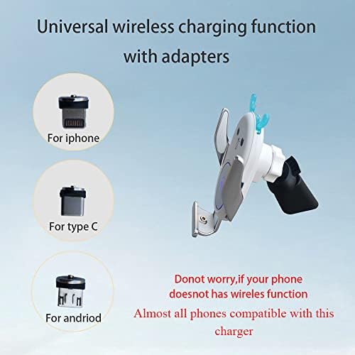 Charming Deer-Themed Wireless Car Charger Mount – 15 W Fast Charging with Auto-Clamping for i Phone & Samsung – Versatile Dashboard and Air Vent Installation – Ultimate Universal Phone Holder for Seamless Connectivity and Style