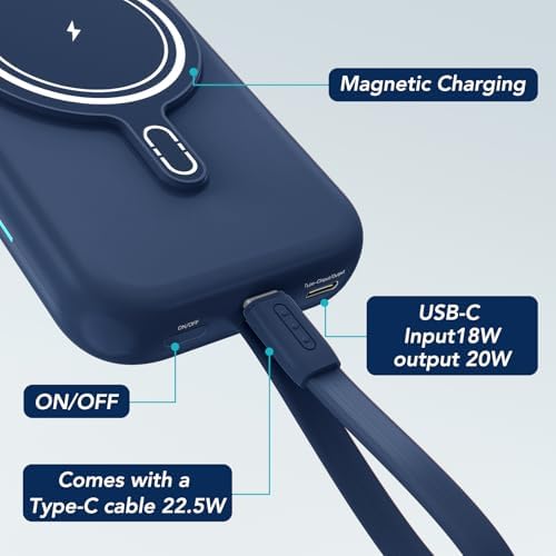 HUOTO 10000 m Ah Magnetic Power Bank – Ultimate Fast Charging Solution for i Phone 12-16 Pro Max | Wireless Battery Pack for Hassle-Free Travel & Everyday Use | Sleek, Compact Design with Enhanced Mag Safe Compatibility