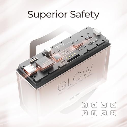 Elegant LOFREE Glow Power Bank – 10,000 m Ah Compact Charger with 22.5 W USB-C Fast Charging & 3 LED Light Effects – Stylish Portable Power Solution for i Phone, i Pad, Samsung Galaxy, Pixel – 270° Rose Fume Design – Ultimate Compatibility & Safety Features