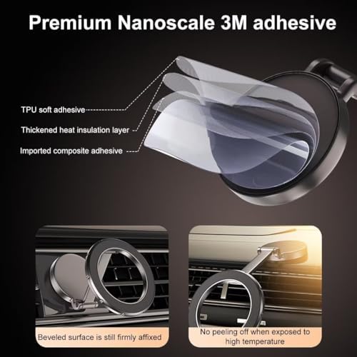 for MagSafe Car Mount, 360° Rotation Phone Holder for Car, Universal Dash Car Mount, All-Metal Magnetic Phone Mount for Car Fit for iPhone 15 14 13 12 Pro Max Plus Mini MagSafe Cases – Enhanced Compatibility and Speed