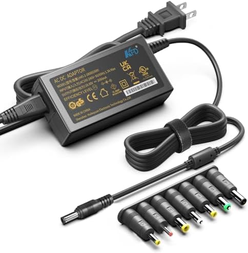Universal 18 V AC Power Adapter with 7 Interchangeable Tips – 2.69 A High-Speed Charger for Multi-Device Compatibility Including Soundbars, Printers, and Cricut Machines – UL/CE/FCC Certified for Enhanced Safety and Reliability – Versatile Barrel DC Plug (5.5 x2.1 mm) with Global Input Voltage (100-240 V) for Seamless Use Anywhere – Ideal Replacement for Original Chargers and Power Supplies – 36 Months Warranty for Peace of Mind