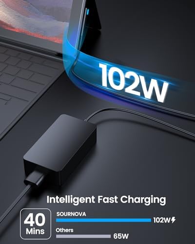 102 W Surface Book 2 Charger for Microsoft Devices – Fast Intelligent Charging with 9.19 Ft Magnetic Cable & LED Indicator – Compatible with Surface Laptop Studio, Pro, Go, and More – Optimal Performance & Safety Features