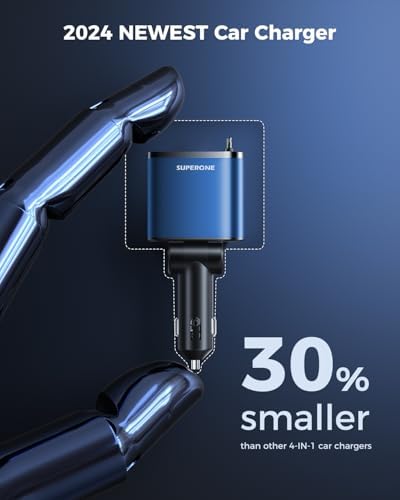 2025 SUPERONE 69 W Retractable Car Charger – Fast Charging Dual-Port Accessory for i Phone 16/15/14/13/12 & Samsung Devices, Tangle-Free Design, Ideal Gift for Men & Women, Essential Car Travel Companion