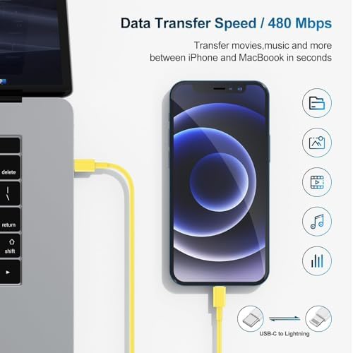 Ultra-Fast 20 W USB-C Charger with 6-Foot Lightning Cable – Convenient 3-Pack for i Phone 14/13 Pro, Ideal for Home and Travel – Superior Durability and Extended Reach for Effortless Charging Anytime
