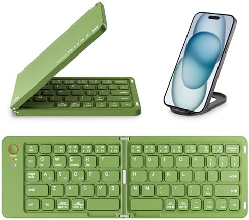Ultimate Mini Wireless Folding Keyboard for Travel – Sync 3 Devices Effortlessly, Premium Aluminum Design for i Phone, i Pad, Mac, Android & Windows – Compact & Portable Full-Size Typing Solution
