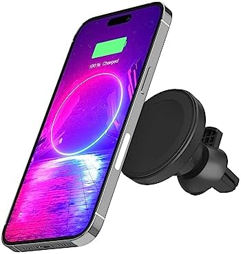 Magnetic Car Dock for i Phone Fast Wireless Charging – 15 W Neodymium Magnet Holder with USB Car Charger & Air Vent Adapter – Compatible with i Phone 15/14/13/12 and More – Secure, Convenient, and Durable Charging Solution for Your Vehicle