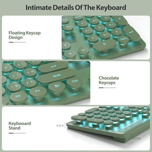 Elevate Your Workspace with the Fogruaden Retro Typewriter Keyboard – Stylish Full-Size USB Design, 104 Round Keys, and White LED Backlighting for Effortless Night Use, Ergonomic & Silent Membrane Keys Perfect for Windows PC and Laptops, Ideal for Writers and Gamers Seeking a Unique Vintage Touch
