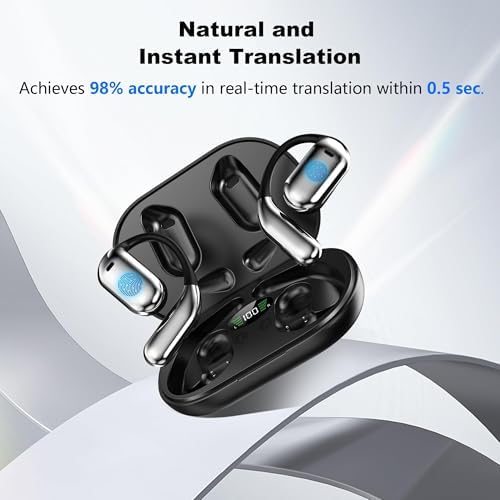Transform Your Global Communication with AI-Enhanced 3-in-1 Translation Earbuds: Real-Time Language Translator with Superior Sound, 80-Hour Battery Life, and Noise-Cancelling Design – Ideal for Travelers, Professionals, and Language Learners – Subscription-Free Convenience in Sleek White Finish