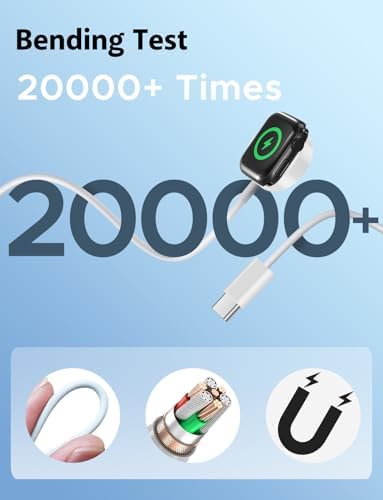 Revolutionize Your Apple Watch Charging: 6.6 ft USB-C Magnetic Charger with 20 W Power Block – Ultra-Fast, Reliable Connection for All Apple Watch Series Models Including Ultra – Stylish White Design for Effortless Convenience and Functionality