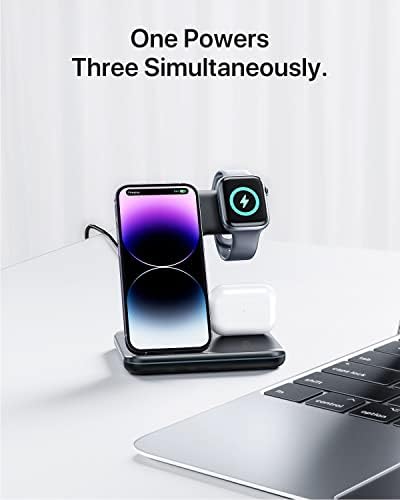 Intoval 3-in-1 Wireless Charging Station for Apple Devices – Fast Charging Hub Compatible with i Phone 15/14/13, Apple Watch Series 9/8/Ultra/7/6/SE, and Air Pods Pro – Sleek Z5 White Design for Efficient Desk Organization and Enhanced Compatibility