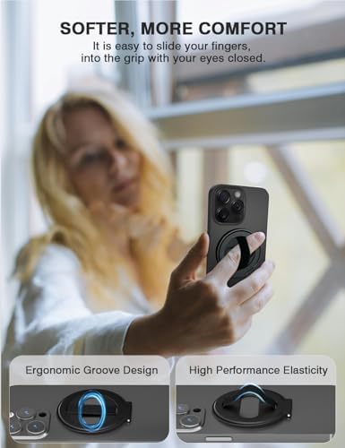 Revolutionary Grat 2 Magnetic Phone Grip Kickstand with Elastic Finger Strap – Ultimate Dual-Sided Magnet Ring for i Phone 16, 15, 14, 13, 12 Pro Max – Secure, Stylish, and Versatile Phone Accessory in Sleek Silver for Enhanced Usability and Hands-Free Experience