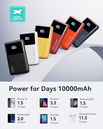 Ultra-Slim INIU Power Bank 10000 m Ah – 45 W PD Fast Charging Portable Charger with Dual USB-C Ports for i Phone 16, Samsung S25, Google Pixel, and More – Essential Travel Companion for On-the-Go Power Needs