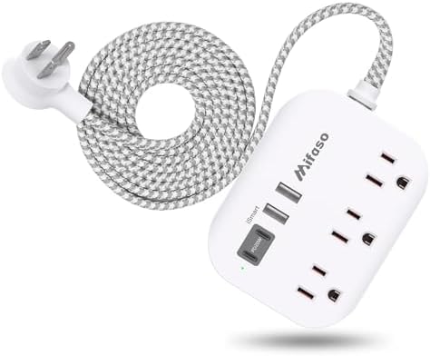 Maximize Your College Dorm Experience with a 15 Ft Power Strip Featuring USB Ports – Flat Extension Cord for Multi-Device Charging, Ideal Desk Accessory for Travel and Cruise Ships, Non-Surge Protector for Enhanced Compatibility and Speed