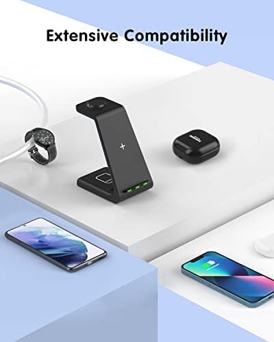 Effortless Power Hub: Joy Geek 3-in-1 Wireless Charging Station for Samsung & Android Devices – Fast Charge Your Galaxy Watch 5 Pro, S23 Ultra, and Buds2 Pro with Sleek, Space-Saving Design – Ultimate Compatibility for Efficient Device Management