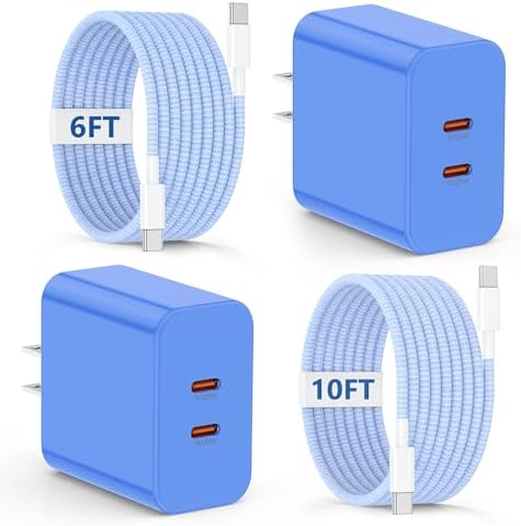Essri 45 W PD 3.0 Ultra-Fast Charger Duo with 10 FT USB-C Cable – Premium Charging Solution for i Phone 16/15 Pro Max and Mac Book – High-Efficiency Power Delivery, Multi-Voltage Compatibility (20 V/2.25 A, 15 V/3 A, 12 V/2 A) – Perfect for On-the-Go Charging and Enhanced Device Performance