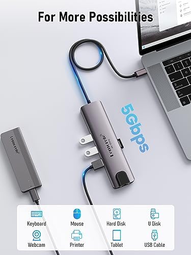Enhance Your Workflow with Lemorele 9-in-1 USB C Hub Multiport Adapter – Gigabit Ethernet, 100 W PD Fast Charging, 4 K HDMI Output, 3 USB 2.0 Ports, 5 Gbps USB C Data Transfer, SD/TF Card Reader – Perfect Docking Station for Mac Book, Lenovo, HP & Dell Laptops