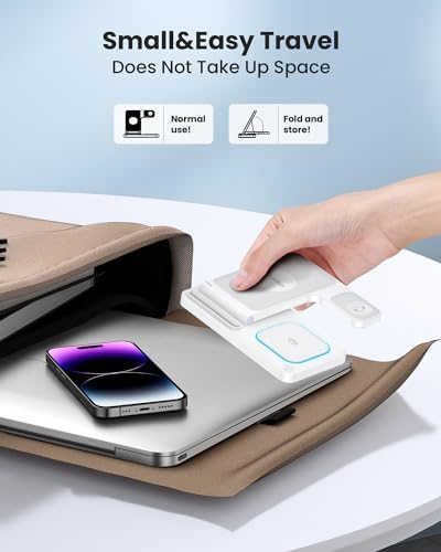 Revolutionary DUMTERR 3-in-1 Fast Wireless Charging Station for i Phone 16/15/14/13/12, Apple Watch Series 10, and Air Pods 4 – Sleek Docking Solution for Effortless Desk and Nightstand Organization, Superior Safety Features, and Rapid Charging Efficiency for All Your Apple Devices