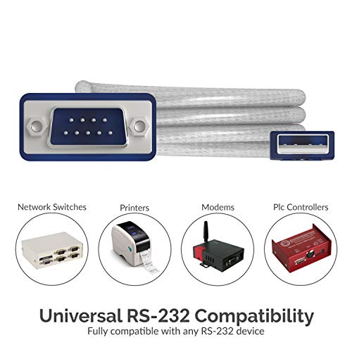 SABRENT USB-C to DB9 Serial RS-232 Adapter Cable (3 FT) – High-Speed Prolific PL2303 Chipset for Seamless POS, Modem, GPS, and Industrial Device Connectivity – Versatile USB 2.0 Solution for Legacy Device Integration with 1 bps to 12 Mbps Baud Rate – Durable, Portable, and Easy to Use