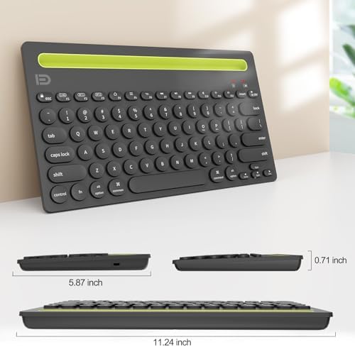 SADES Retro Wireless Bluetooth Keyboard for Mac, i Pad, i Phone, PC & Android – Multi-Device Connectivity & Portable Design with Vintage Round Keycaps – Perfect for Effortless Typing on the Go in Chic Pink