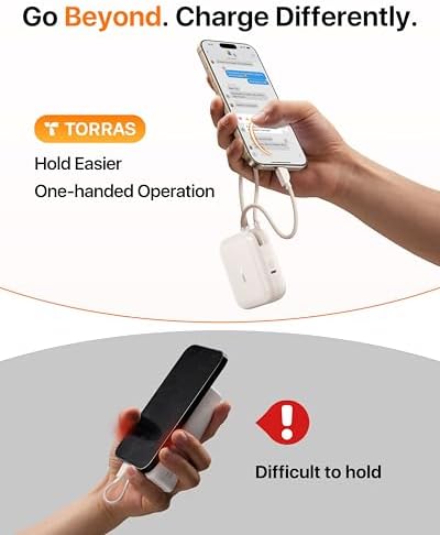TORRAS 10000 m Ah Portable Power Bank – Ultra Compact 45 W Fast Charging with Dual USB-C Cables – Essential Travel Charger for i Phone 16/15 Pro Max & Samsung S25/S24 – Stay Connected Anywhere with Enhanced Compatibility