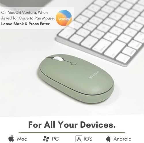 Sleek Macally Wireless Bluetooth Mouse – Rechargeable, Ergonomic Design for Mac & PC – Ultra-Quiet Clicks Perfect for Home, Office & Travel – Enhanced Compatibility with Mac Book Air/Pro, i Mac & Windows Laptops – Experience Comfort & Efficiency in Every Click