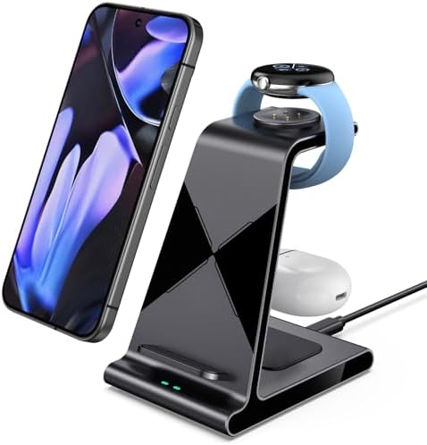 Multi-Device Wireless Charging Hub for Pixel Watch 2/3 & Fitbit Versa 4/Sense 2 – Fast, Cordless Power Solution for Google Pixel 9 Series & Pixel Buds Pro 2/Pro – Sleek Design, No Adapter Required!