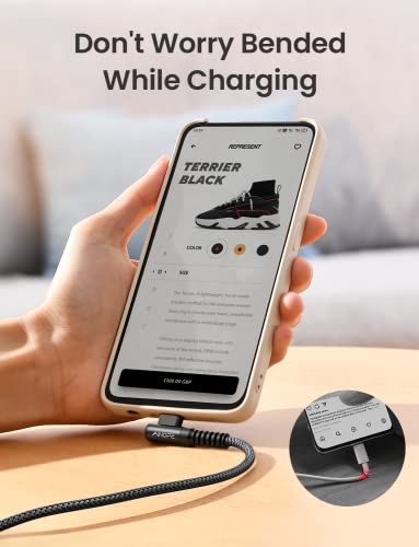 AINOPE Right Angle USB C Cable – 2-Pack (10 ft + 10 ft) Fast Charging 3.1 A Nylon Braided Charger for Enhanced Device Compatibility, Ideal for Gaming and Multitasking, Durable Black Design