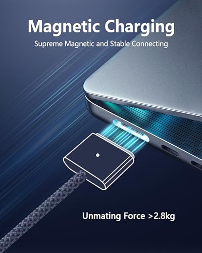 Zeit Nah 140 W USB-C to Magnetic 3 Charging Cable for Mac Book Pro & Air – 2 m Length for Rapid Power Delivery, Enhanced Durability, and Ultimate Convenience in Charging Solutions