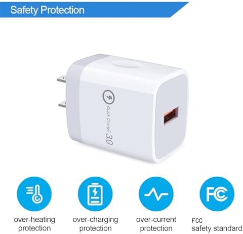 Ultra-Fast Quick Charge 3.0 Wall Charger for LG Smartphones – Seamless Compatibility for Stylo 4/5/6, G Series, Velvet 5 G & More – Durable Nylon Braided USB Type C Cable Included – Safety Features for Hassle-Free Charging Experience – Ideal for On-the-Go Professionals and Students