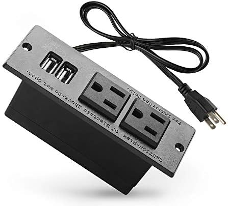 Transform Your Workspace with the Recessed Conference Power Strip Socket – Versatile 2-Outlet Charging Station with Dual USB Ports for Rapid Device Powering and Enhanced Organization in Professional Settings