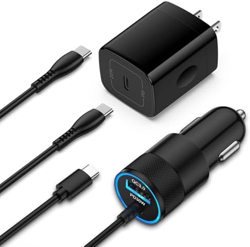 Rapid Charge USB C Phone Charger Kit for i Phone 16 Series & Samsung Galaxy – Dual Wall & Car Adapters for Ultimate Power Flexibility, High-Speed USB C Cable Included – Universal Compatibility for i Phone 15/16 and Galaxy S20/S25 Models – Compact & Travel-Friendly Design for Enhanced Efficiency