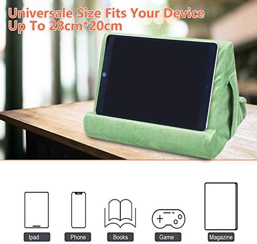 Ultimate Comfort Multi-Angle Tablet Holder and Phone Stand Set – Lightweight and Sturdy Design with Storage Pocket – Ergonomic Cushion for Enhanced Stability and Versatile Use – Modern Black and Light Green Aesthetic for Stylish Workspaces and On-the-Go Convenience