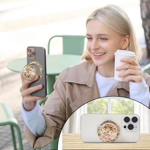 Chic Natural Abalone Shell Foldable Phone Grip – Magnetic Handle for Secure Smartphone & Tablet Handling, Stylish Accessory for Enhanced Portability and Aesthetic Appeal