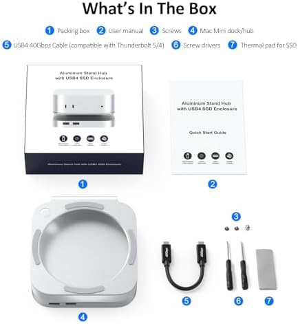 Elevate Your Mac mini Setup with the Akyyajaure 9-in-1 Aluminum Docking Hub – High-Speed M.2 NVMe SSD Enclosure, Lightning-Fast 10 Gbps USB-A2 Ports, Effortless SD/TF Card Readers, and USB 2.0 Connectivity for Unmatched Productivity and Style