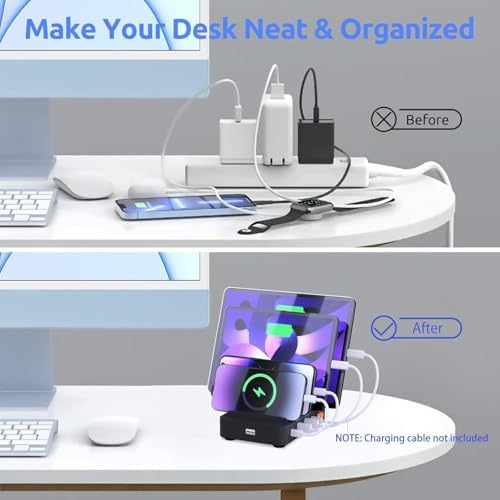 Versatile 4-Port USB Charging Station for Multiple Devices – Compact and Stylish Organizer Dock in Vibrant Purple, Ideal for Cell Phones, i Pads, and Kindle Tablets with Smart Charging Technology for Fast and Safe Power Delivery