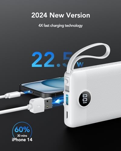 VRURC 22.5 W Pink Portable Charger – 10000 m Ah Power Bank with Fast Charging Capability, USB-C Dual Functionality, 4 Outputs & 3 Inputs – Essential Travel Companion for i Phone 16/15/14/13, Samsung & Android Devices – Compact Design for On-the-Go Power Management