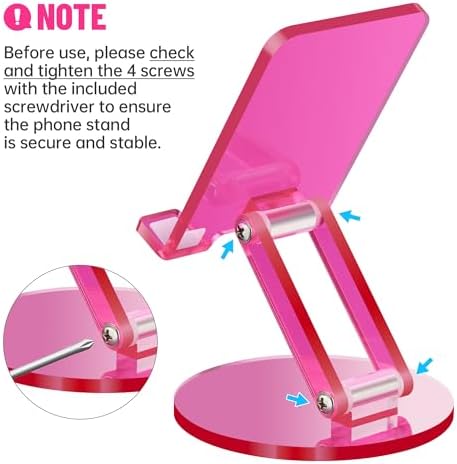 Tomorotec Adjustable Angle Acrylic Cell Phone Stand for Desk, Foldable Acrylic Phone Holder Cute for Office, Portable Non-Slip Desktop Smartphone Holder, Fit for iPhone Samsung Galaxy (Iridescent) – Enhanced Compatibility and Speed