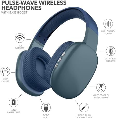 RCA Wave-56 Wireless Over-Ear Headphones – Elevate Your Listening Experience with Hi-Res Audio, Enhanced Bass, and 20-Hour Battery Life, Featuring Innovative Transparency Mode for Seamless Surround Awareness, Ultra-Lightweight and Travel-Ready Design in Elegant White Finish