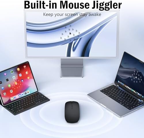 Versatile Wireless Bluetooth Mouse for Mac Book Air, Mac Pro, & i Pad – Sleek Rechargeable Silent Mouse with Dual Connectivity (USB-C & 2.4 G) – Travel-Friendly Jiggler Mice Mover in Stylish Purple – Perfect for Professionals & On-the-Go Users