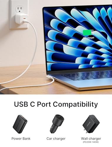 JSAUX 10 ft USB C to Magnetic 3 Right Angle Cable – Rapid 140 W Charging for Mac Book Air/Pro 2023/2022/2021 (M3, M2, M1, 14-16 Inch) – Enhanced Durability and Seamless Connectivity for Optimal Performance