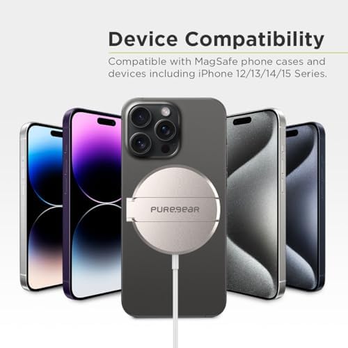 Revolutionize Your Charging Experience with the Pure Gear Kickstand 15 W Qi-Certified Fast Wireless Charging Pad – Magnetic Design for i Phone 16/16 Pro Max/15/15 Pro/14/13/12 Compatible with Mag Safe Cases, Air Pods, Galaxy S24/S23 & More – Sleek, Portable, and Efficient Power Delivery with Built-in Kickstand for Hands-Free Use