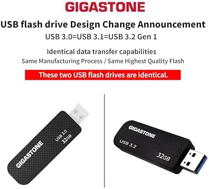 GIGASTONE Z30 128 GB Flash Drive 5-Pack – Ultra-Fast USB 3.2 Gen 1 with 100 MB/s Speed, Sleek Carbon Fiber Finish, Push-Pull Design, Keychain-Compatible for Effortless Data Transfer & Backup Across PC, Mac, TV, & Car Devices