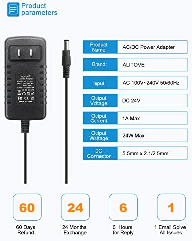 24 V 1 A Power Supply Adapter Dual Pack – Versatile AC to DC Transformer with 4.92 Ft Cord for CCTV Cameras, DC Motors & Water Pumps – High-Efficiency 24 W Output, Universal Compatibility, and Enhanced Performance for Reliable Device Operation
